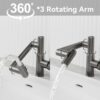 Bathroom Sink Faucet With Spray Function, Temperature Display, Anti Skid Switch, Hot & Cold, 360 Degree Rotary, Brass - Gun Gray - Image 5