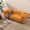 Retro Medieval Style Sofa With Roll Arms And Throw Pillows - Orange - Image 6