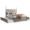 Queen Size Platform Bed With With 2 Big Drawers Twin Size Trundle - Gray - Image 2
