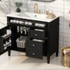 Bathroom Vanity With Top Sink, Modern Bathroom Storage Cabinet, 2 Drawers And A Tip-Out Drawer, Single Sink Bathroom Vanity - Black - Image 23