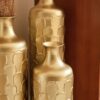 Floor Metal Vases Decorated White Metal Vases (Set of 3) Gorgeous Home Decoration Large Glazed Metal Vases - Golden - Image 15