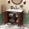 30" Vintage Bathroom Vanity With Ceramic Sink, Modern Bathroom Vanity Cabinet With 2 Soft Close Doors, Equpiied With 4 Sturdy Iron Legs - Antique Dark Brown - Image 11