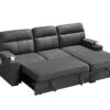 Kaden - Sleeper Sectional Sofa Chaise With Storage Arms And Cupholder - Gray - Image 6