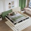 King Modern Upholstered Platform Bed With Storage Space, Sturdy And Stable Solid Wood Frame, Polyester Fabric, Easy To Assemble - Beige - Image 6