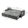 3 In 1 Convertible Sleeper Sofa Bed, Modern Fabric Loveseat Futon Sofa Couch Pullout Bed, Small Love Seat Lounge Sofa Reclining Backrest, Pillows, Pockets, Home Furniture For Living Room - Gray - Image 14