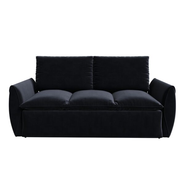 Pull Out Sofa Bed, 3 Seat Convertible Sleeper Sofa With 2 In 1 Pillow And Blanket Set Multifunctional Velvet Loveseat Bed - Black