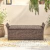 Outdoor Rattan Bench With Flair Arm And Storage - Brown - Image 9