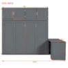 Queen Size Wall Murphy Bed With Desk And Storage Shelves And Big Cabinets - Gray - Image 13