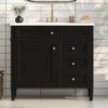 Bathroom Vanity With Top Sink, Modern Bathroom Storage Cabinet, 2 Drawers And A Tip-Out Drawer, Single Sink Bathroom Vanity - Black - Image 21