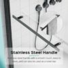 Frameless Shower Doors For Bathtub, 1 / 4" SGCC Tempered Glass - Matte Black - Image 6