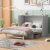 Queen Murphy Bed Elegantly Designed With Large Drawers - White - Image 15