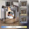 Vanity Table With LED Lights, Flip-Top Mirror And 2 Drawers, Jewelry Storage - Sleek Gray - Image 19