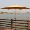 8.8' Outdoor Aluminum Patio Umbrella, Patio Umbrella, Market Umbrella With 42 Pounds Round Resin Umbrella Base, Push Button Tilt And Crank Lift - Taupe - Image 3