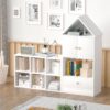 Versatile Kids Bookshelf With House-Shaped Design Multifunctional Storage, Durable - White - Image 4