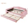 Full Size Upholstered Daybed With Storage Armrests, Trundle And Latest Integrated Bluetooth Audio System, Teddy Fleece - Pink - Image 14