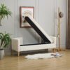 Storage Soft Bench With Armrests, Backrest And 2 Bolster Pillows For Living Room, Entryway And Bedroom - Ivory - Image 7