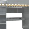 Full Size Loft Bed With Desk, Wardrobes, 4 Drawers And 4 Shelves - Gray - Image 10