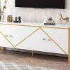 Modern Minimalist TV Stand For TVs Up To 75", Entertainment Center Media Console Cabinet With 2 Spacious Cabinets For Living Room - White - Image 3