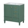 Bathroom Vanity, Modern Bathroom Cabinet With Sink Combo Set, Bathroom Storage Cabinet With A Soft Closing Door And 3 Drawers, Solid Wood Frame - Green - Image 15