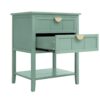 2 Drawer Side Table, American Style, End Table, Suitable For Bedroom, Living Room, Study - Light Green - Image 13