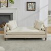 Chenille Upholstered Chaise Lounge With Nailheads, Sleeper Sofa Couch With 4 Throw Pillows & 2 Bolsters, Daybed With Rubberwood Legs - Beige - Image 5
