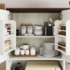 Farmhouse Kitchen Pantry Sideboard With Cabinet And Drawer, Multi Functional Kitchen Buffet With Hutch And Glass Holder, Microwave Stand With Charging Station - Brown / Antique White - Image 12