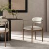 Artemis - Mixed Material Upholstered Dining Arm Chair - Warm White - Image 5