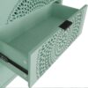 3 Drawer Storage Cabinet With Hollow Carved Design And Metal Handles, Chest For Entryway, Living Room Or Bedroom - Light Green - Image 15