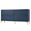 Modern 4 Door Sideboard With Creative Carved Surface And Adjustable Shelves - Light Blue - Image 15
