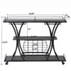 Industrial Bar Cart Kitchen Bar & Serving Cart For Home With Wheels 3 Tier Storage Shelves - Black / Gray - Image 3