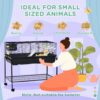 Pawhut - Two-Story Small Animal Cage Removable From Stand, Guinea Pig Cage, Hedgehog Cage, Chinchilla Cage, Ferret, With Shelf & Wheels, Pet Habitat - Black - Image 4