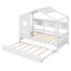 Twin Size House Bed With Trundle, Modern Design For Kids With Storage Shlef - White - Image 8
