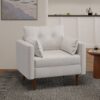 Contemporary Fabric Club Chair With Birch Wood Legs - Beige - Image 6