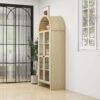 Tall Arched Kitchen Pantry, Modern Farmhouse Wood Kitchen Storage Cabinets, Arched Storage Display Cabinet With Adjustable Shelves, Versatile Cupboard For Kitchen, Dining Room - Natural - Image 5