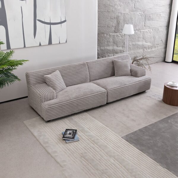Modern 2291-G Sofa, Comfortable Cloud Sofa, Soft Plush Corduroy Interior With Square Armrests, Living Room Or Bedroom - Gray