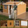 Heavy Duty Metal Storage Shed With Windows And Lockable Door Weatherproof Outdoor Garden Shed - Brown - Image 4