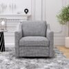 360 Degree Swivel Armchair Cotton Linen Skin - Friendly Fabric Ergonomic Design Brass Nail Decorative Armchair Living Room Chairs Bedroom Chairs Living Room Chairs Black Legs Suitable For Indoor Homes - Gray - Image 4