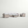 6 Person All Weather Sectional Seating Group With Cushions - Gray Mix - Image 3