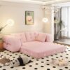 Human Dog Bed, Lazy Sofa Couch, Multifunctional Foldable Sofa Bed, 3 In 1 Teddy Fabric Sleeper Sofa Bed For Living Room Guest Bed, Playroom - Pink - Image 9