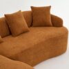 Compression Sofa: Combining Chaise Longue With 3 Seater, Wood Grain Chenille Fabric, Full Sponge Compression Sofa, Combined Sofa With 4 Pillows For Living / Home Furniture / Apartment - Orange - Image 22