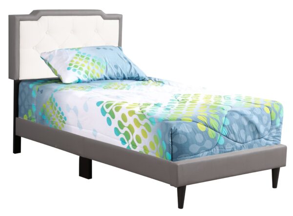Deb - Twin Bed - Light Gray / White