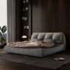 King Size Luxury Upholstered Platform Bed With Oversized Padded Backrest And Solid Wood Frame, Suitable For Multiple Heights Of Mattresses - Gray - Image 2