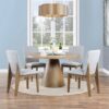 Delphine - Round Dining Table Set With Chairs (Set of 5) - Oak Finish And Gray - Image 8