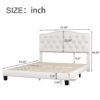 Queen Upholstered Platform Bed With Saddle Curved Headboard And Diamond Tufted Details - Beige - Image 8