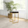 Joel - Mid-Century Modern Luxury Upholstered Stool - Black / Gold - Image 2