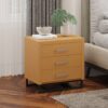 Glimmering Nightstand With 3 Drawers And Iron Base - Maple / Black - Image 9