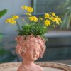8X4X9" Visage Head Bust Planter, Home Wall Planter - Brown - Image 12