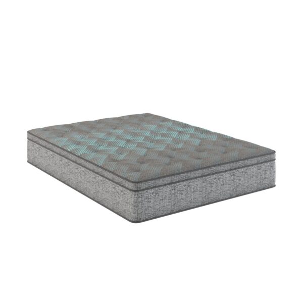 Comfort Care - 14" Twin Extra Long Euro Top Hybrid Mattress, Plush Comfort - Gray / Blue
