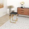 Joel - Mid-Century Modern Luxury Upholstered Stool - Black / Gold - Image 7