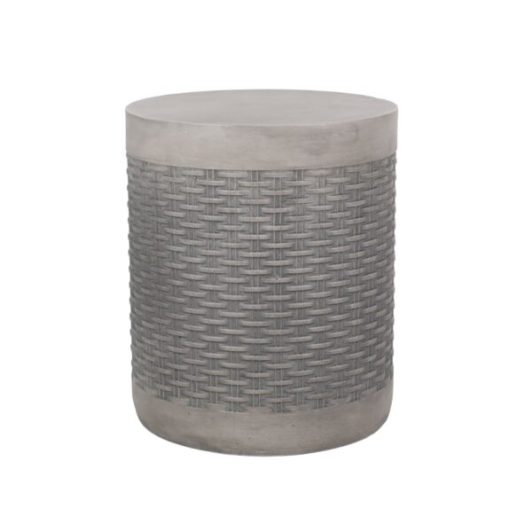 Outdoor Lightweight End Table Round Concrete Outdoor Side Table - Natural
